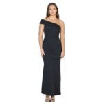 24seven Comfort Apparel Formal One Shoulder Rouched Mermaid Maxi Dress