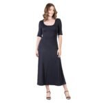 24seven Comfort Apparel Womens Casual Maxi Dress With Sleeves
