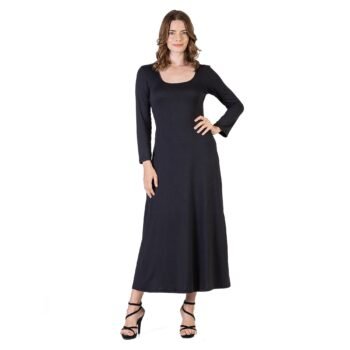24seven Comfort Apparel Womens Long Sleeve Maxi Dress