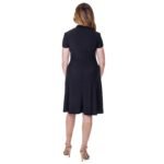 24seven-Comfort-Apparel-Womens-Short-Sleeve-Knee-Length-V-Neck-Rouched-Wrap-Dress