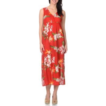 La Cera Women's Cross-over Floral Maxi Dress